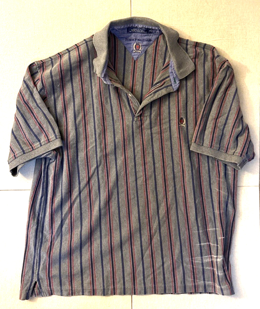 Men's Tommy Hilfiger Golf Polo Red Striped Shirt - Adult Extra Large XL